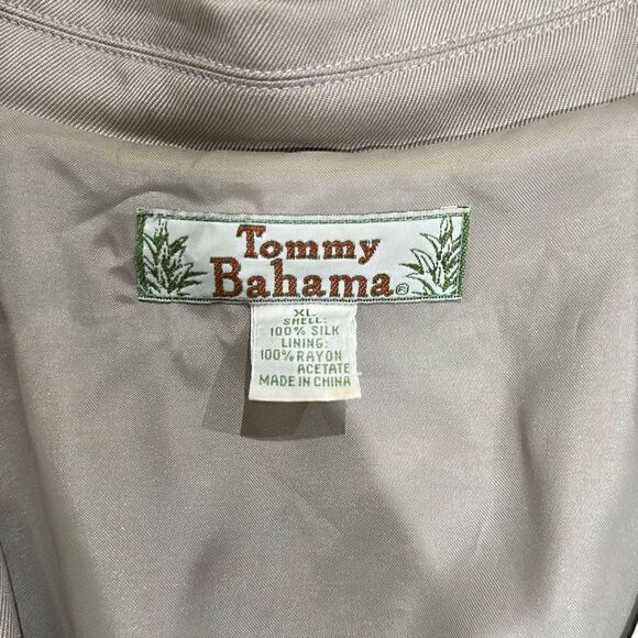 TOMMY BAHAMA 100% Silk Button Down Long Sleeve Khaki Unstructured Blazer Sport C - Picture 6 of 8
